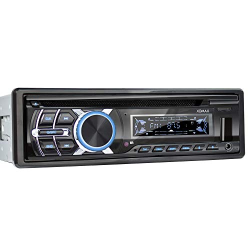 XOMAX XM-CDB624 Autoradio con Lettore CD I Bluetooth Vivavoce I RDS Radio Tuner I USB, Micro SD I 2x AUX I 7 Colori regolabili I 1 DIN