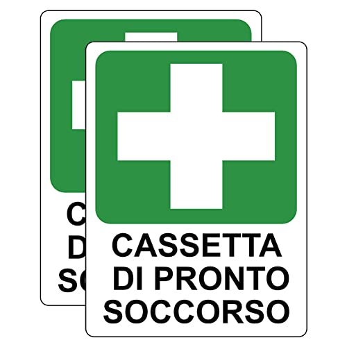 Haobase 2 Pezzi CASSETTA DI PRONTO SOCCORSO Cartello Etichetta - Vinile Autoadesivo (20 cm x 15 cm)