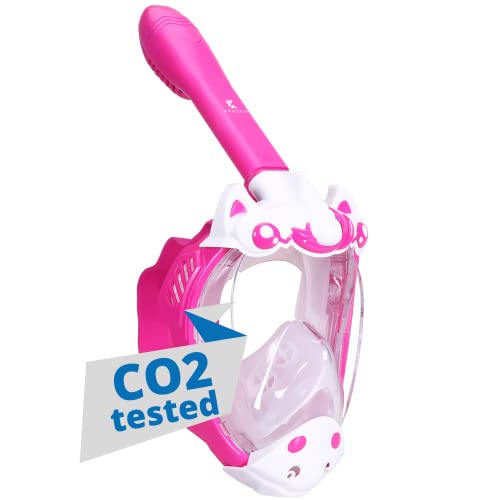 Khroom Maschera da Snorkeling per Bambini |Certificazione TÜV CO2 | Maschera Subacquea per Bambini |Maschera Integrale per Snorkeling |Maschere da immersione (Unicorno rosa)