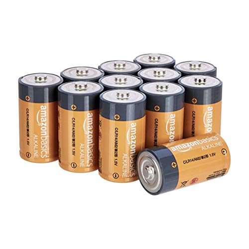 Amazon Basics - Batterie alcaline mezza torcia, 1.5 volt, per uso quotidiano, confezione da 12 (l’aspetto potrebbe variare dall’immagine)