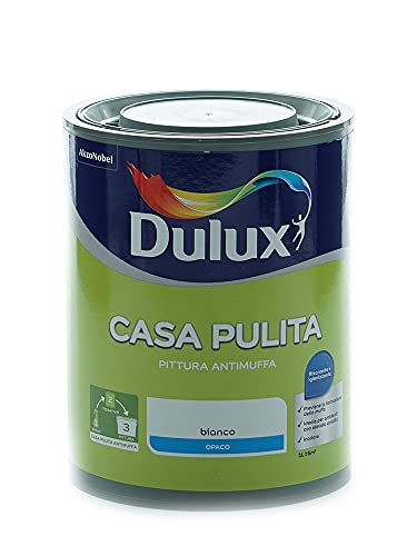 Dulux Casa Pulita Pittura per Interni Antimuffa Rimuove e Protegge Da Muffe e Funghi, 1 Litro, Bianco