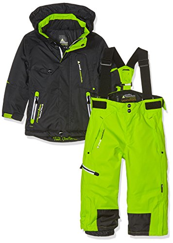 Peak Mountain - Completo maschile da sci, Ecosmic, Ragazzo, Nero/Verde lime, 3 anni