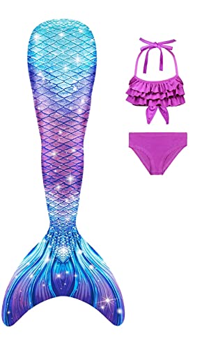 SPEEDEVE Coda di Sirena con Costume Bikini per Bambina,Senza Monopinna,WPG574,110-120
