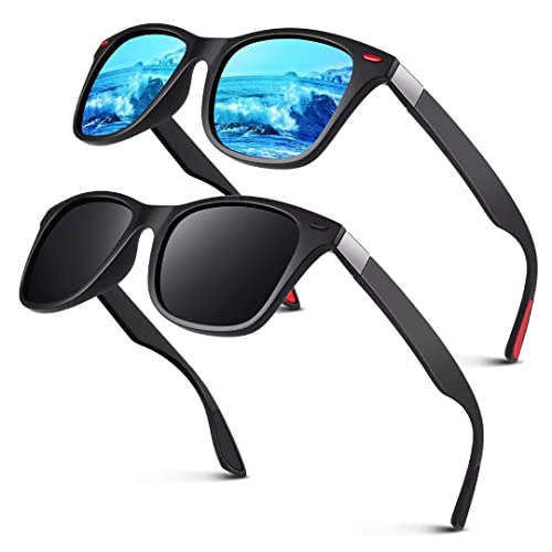 LINVO Occhiali da Sole da Uomo Donna Polarizzati Classici Moda Rettangolari TR90 100% Protezione UV400 per Guidare la Pesca