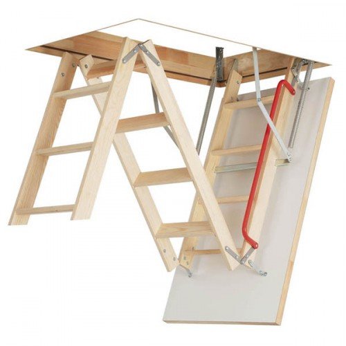 Optistep - Scala pieghevole in legno a 3 sezioni, per soffitti, dimensioni telaio 60 x 120 cm, altezza fino a 280 cm e portello isolato