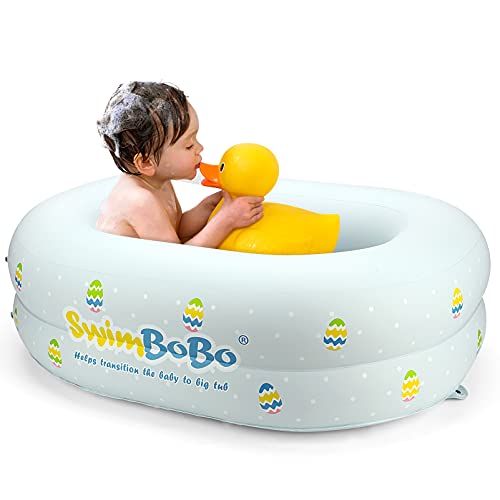 Vasca da bagno gonfiabile per bambini, aiuta la vasca da neonato a bambino con pompa ad aria per viaggi (grande)