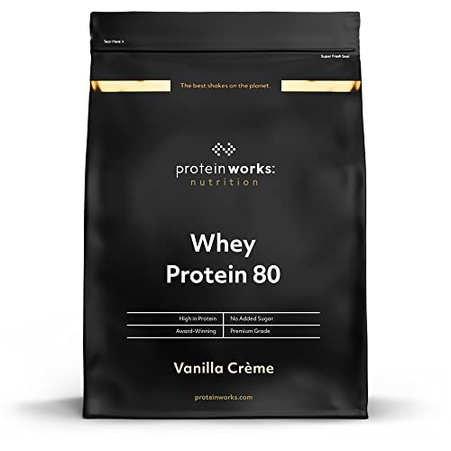 THE PROTEIN WORKS Proteine Whey 80 (Concentrate) In Polvere | 82% Di Proteine | Frullato Proteico Povero Di Zuccheri | Crema alla Vaniglia | 500g