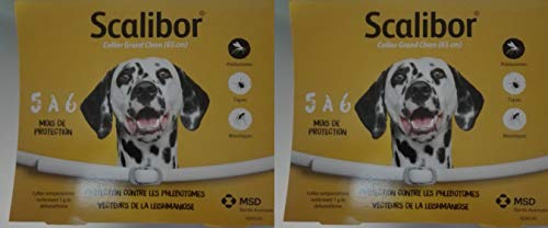 Scalibor 65cm x2- Collare Antiparassitario Per Cani - Collare Antipulci E Antizecche Per Cani Di Taglia Grande. 12 Mesi Di Protezione