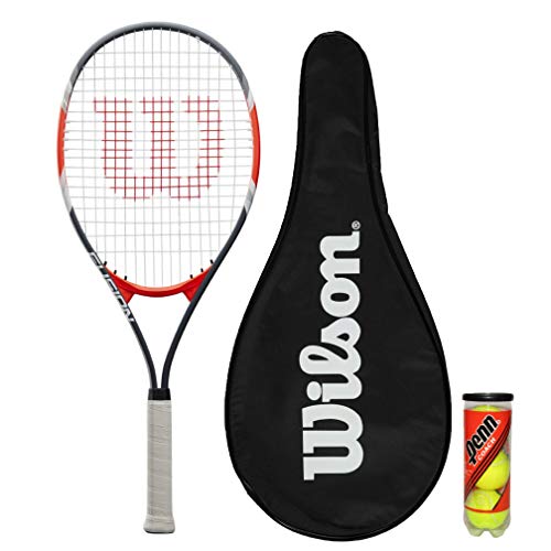 Wilson Fusion XL - Racchetta da tennis + copertura completa e 3 palline da tennis