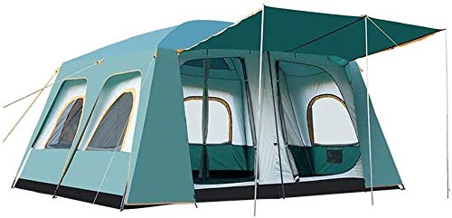 Tenda da campeggio, Tenda Grande Rainproof esterna, 8-12 Persona doppio strato durevole la tenda di campeggio, per la riunione di famiglia e degli affitti di attività,ArmyGreen