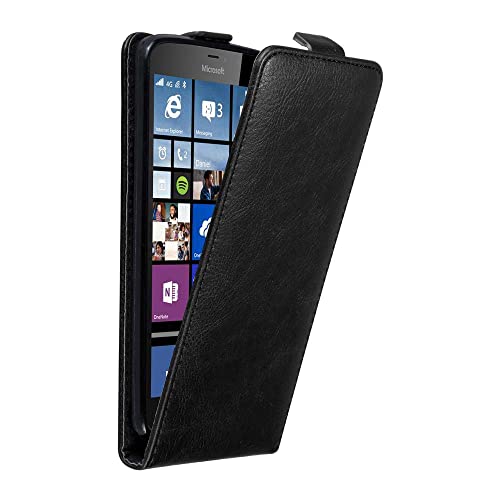 Cadorabo Custodia per Nokia Lumia 640 XL in NERO DI NOTTE - Protezione in Stile Flip con Chiusura Magnetica - Case Cover Wallet Book Etui