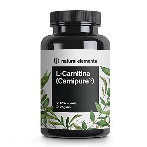 L-Carnitina Integratore 2000mg – Alta qualità: Carnipure® di Lonza – 120 capsule – natural elements – Prodotto testato in laboratorio, alto dosaggio, vegano