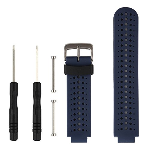 Fit-power, Cinturino di ricambio in morbido silicone per smartwatch Garmin Forerunner 235/235Lite/220/230/620/630/735, Navy Blue&Black