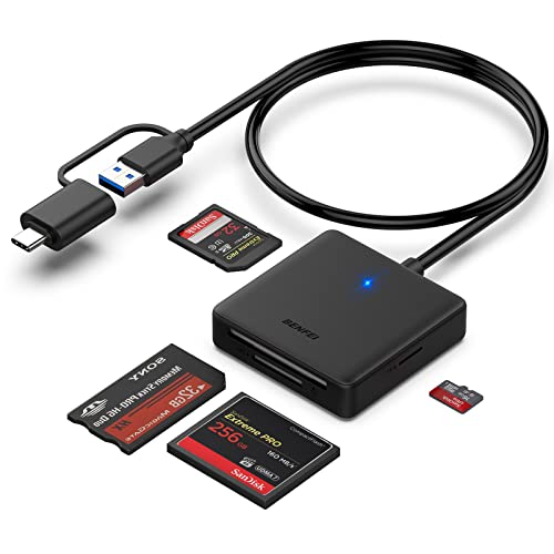 Lettore di schede 4 in 1 SD/Micro SD/MS/CF, BENFEI Compact USB-C/USB 3.0 a SD/Micro SD/MS/CF Card Reader Adapter