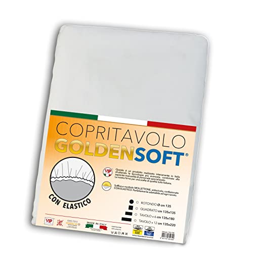 V.I.P. VERY IMPORTANT PILLOW Copritavolo Goldensoft Bianco Rotondo diam. cm135 con elastico
