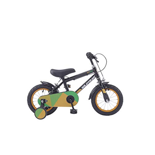 Wildtrak - Bicicletta 12' per Bambini da 2 a 5 anni con rotelle - Nera e Verde