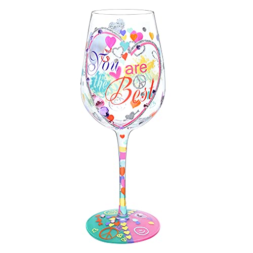NymphFable Bicchieri Vino Dipinto a Mano Sei il Migliore Calici Vino 15oz Regalo per Famiglia e Amico