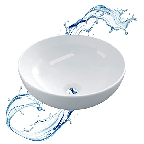 Starbath Plus - Lavabo in ceramica - Rotondo - Bianco - Senza rubinetto - Dimensioni 32 x 32 x 15 cm - Ideale per il piano d'appoggio di bagni e toilette