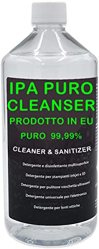 Ipa PURO Cleanser -Detergente Isopropanolo Alcool Puro Al 99.9%, Alcool Isopropilico Per Pulizia, Prodotto Multiuso, 1000Ml, Casa, Ufficio, Elettronica, Pulizia Stampanti 3D