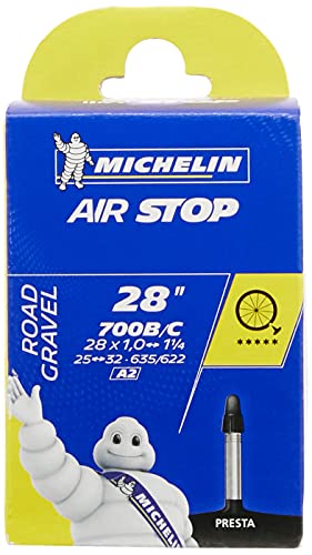 Michelin Airstop- Camera d'aria per bicicletta (700 c, 25-32 mm con valvola francese 40 mm)