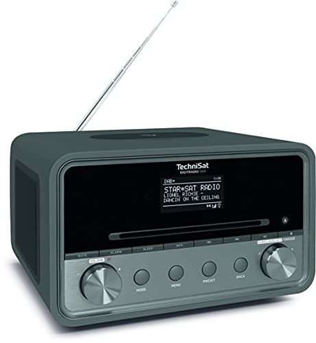TechniSat DIGITRADIO 584 – Radio stereo DAB+ e via Internet (CD, ricarica wireless, comando vocale Alexa, WLAN, Bluetooth, USB, sveglia, equalizzatore, 2 x10 watt) antracite
