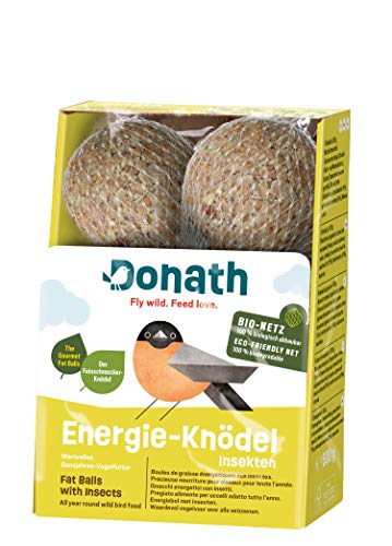 Donath gnocco energetico con insetti per cince buongustai, in rete BIO – 100g l’uno – pregiato cibo per uccelli selvatici adatto tutto l’anno - dalla nostra manifattura nel sud della Germania