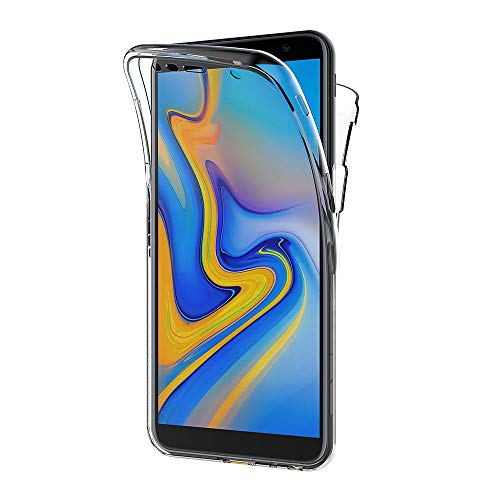 AICEK Cover Compatible Samsung Galaxy J6 Plus, 360°Full Body Cover Samsung J6+ Silicone Case Molle di TPU Trasparente Sottile Custodia per Galaxy J6+ (6.0 Pollici)