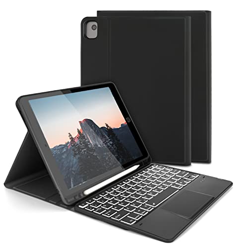 Combo Touch Case con Touchpad per iPad 10.2' 7a/ 8a/ 9a Gen, iPad Air 3 10.5', iPad Pro10.5', Tastiera Layout Italiano, Bluetooth Retroilluminata, Cover Rimovibile per iPad 10.2 2021/2020/2019, Nero