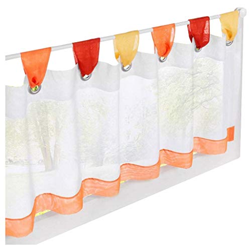 ESLIR Tenda a pannello con passanti, tenda da cucina e bistro, trasparente, tenda corta, voile arancione, 60 x 120 cm, 1 pezzo