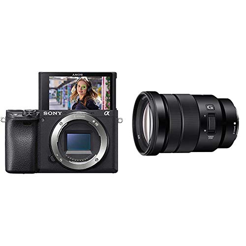 Sony Alpha 6400, Fotocamera Digitale Mirrorless ad Obiettivi Intercambiabili, Sensore APS-C, Video 4K HDR, S-log2, S-log3 e Hlg, ILCE6400B, Nero & E PZ 18 105mm f/4.0 G Obietto Zoom, APS C