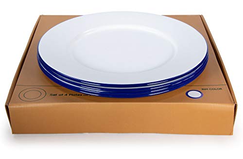 Golden Rabbit Glampware - Set di 4 piatti - Bianco con bordo blu