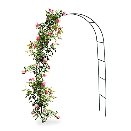 Relaxdays Arco per Rose, Rampicanti, Decorazione Giardino, Sostegno per Piante in Metallo, 240 cm, Verde
