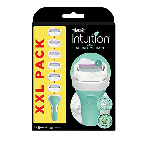 Wilkinson Sword - Intuition Sensitive Care XXL Pack - Rasoi per donna - Confezione XXL con 1 rasoio + 6 lame di ricarica - Contiene Provitamin B5, Aloe Vera e Vitamina E