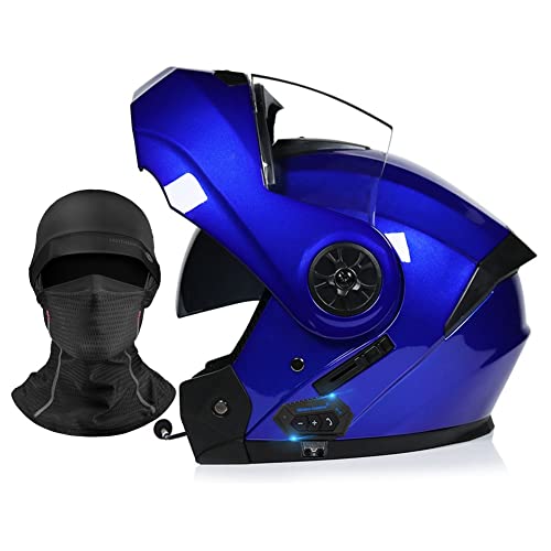 Casco Moto Modulare Bluetooth Integrato Casco da Motociclista Donna Uomo Adulti Integrale Caschi modulari Apribile Casco IntegraliDOT/ECE Omologato (Color : Blue B)