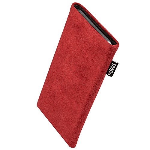 fitBAG Classic Rosso - Custodia per Cellulare per Apple iPhone 5c 16GB 32GB, in Pura Alcantara con Imbottitura in Microfibra