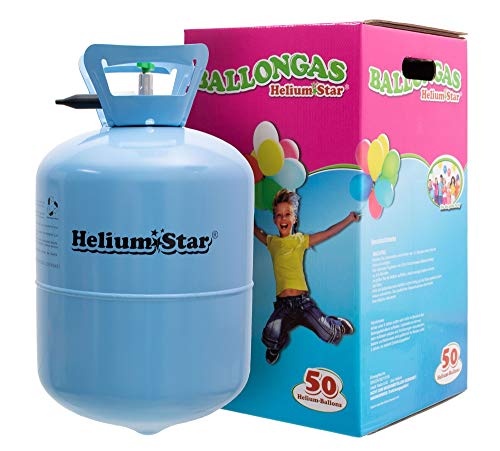 HeliumStar - Bombola di gas elio per palloncini con 420 litri per gonfiare fino a 50 palloncini, per feste e diverse occasioni, Blu