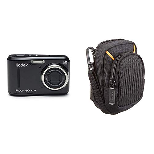 Kodak PIXPRO fz43 fotocamere digitali 16.44 Mpix Zoom Ottico 4 x & Amazon Basics - Custodia per fotocamera compatta, misura media