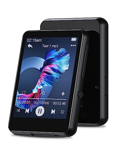 Lettore MP3 da 32 GB con Bluetooth 5.0, lettore MP3 e MP4 touchscreen TFT da 2,4 pollici con radio FM, registratore, altoparlante integrato per camminare e correre, supporta schede TF fino a 128 GB