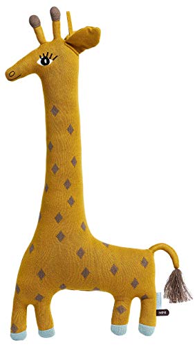 OyOy Mini Noah Giraffe Cushion - Cuscino per bambini, grande cuscino e cuscino per coccole, in cotone, 60 x 27 cm