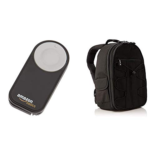 Amazon Basics- Zaino per fotocamera SLR + accessori, Nero & Amazon Basics - Telecomando wireless per fotocamere digitali SRL Nikon P7000, D3000, D40, D40x, D50, D5000, D60, D70, D7000, D70s, D80 e D90