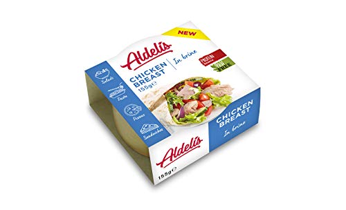Aldelís sani scatola Petto di pollo al naturale pronto a mangiare ideale per insalata e panini idee 26% di proteine, 99% grasso libero e basso contenuto di zuccheri - Pacchetto di 12 x 155 gr