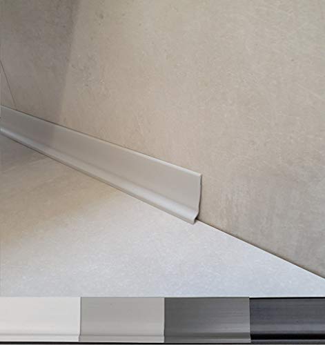 MadeInNature® - Battiscopa flessibile in PVC di alta qualità, bianco, grigio chiaro, grigio scuro, nero, altezza 70 mm, lunghezza a scelta
