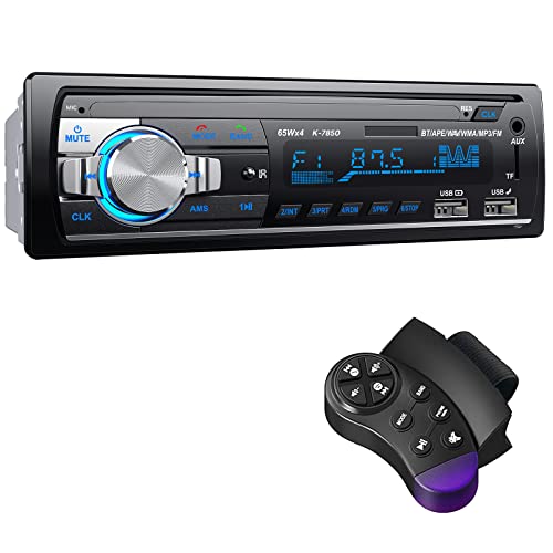 Autoradio Bluetooth vivavoce, DAZZMO 1 DIN Auto Radio Stereo con Telecomando Volante, 4x65W Autoradio con lettore MP3 e due porte USB, Supporta FM/AUX/TF/WMA/iOS/Android (Non ha RDS/CD)
