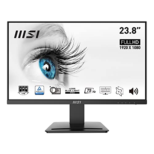 MSI PRO MP243 Monitor Flat 24', Display 16:9 Full HD (1920x1080), 75Hz, 5ms, IPS antiriflesso, collegamenti 1x HDMI e 1x DP, VESA 75x57mm standard
