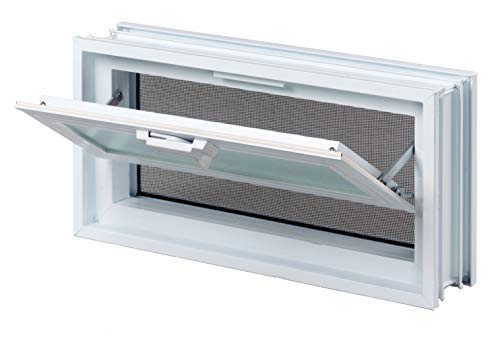 Finestra di ventilazione per l'installazione in un muro di blocchi di vetro - anziché 2 bicchiere blocco 24x24x8 cm orizzontalmente