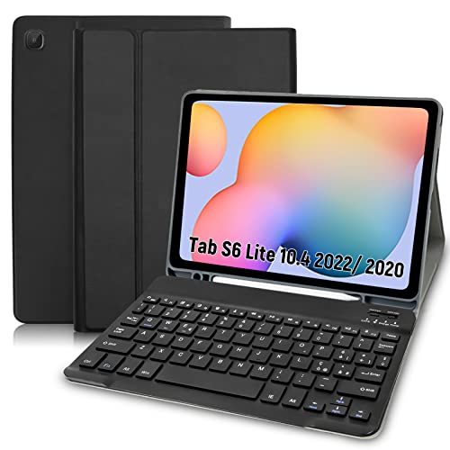 Custodia con Tastiera Samsung Galaxy Tab S6 Lite 2022/2020 [Layout Italiano], Custodia con Tastiera Bluetooth Magnetica Staccabile per Samsung S6 Lite 10.4''(SM-P610/P615/P613/P619), Nero