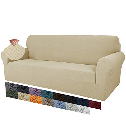 MAXIJIN Fodere per divano jacquard creative per 3 posti, 1 pezzo copridivano antiscivolo super elasticizzato per cani copridivano elastico (3 Posti, Beige Chiaro)