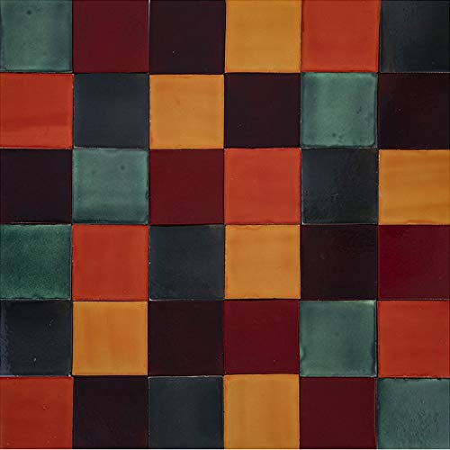 Cerames Borgońa - patchwork in piastrelle monocolore - 90 pezzi, 1 m2| Piastrelle in ceramica multicolore messicane per cucina e bagno