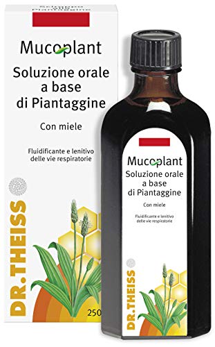 Dr. Theiss Mucoplant Piantaggine 250 ml - Sciroppo Gola e Vie Respiratorie, con Calmanti Naturali (Miele, Melassa, Menta Piperita e Piantaggine)