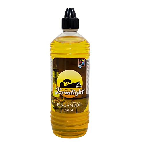 Farmlight Lampoil Citron 1L Olio alla Citronella Naturale per Lampade, Torce e Fiaccole, 1 Bottiglia da 1 litro, Amber